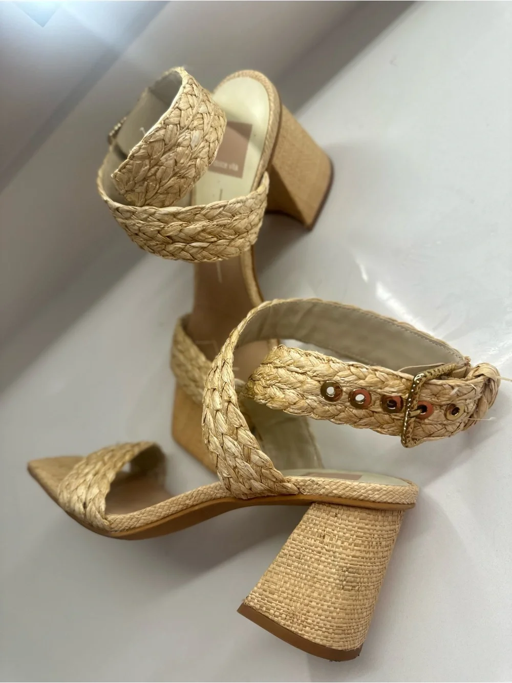 Dolce Vita Braided Natural-Tone Wedge Sandal